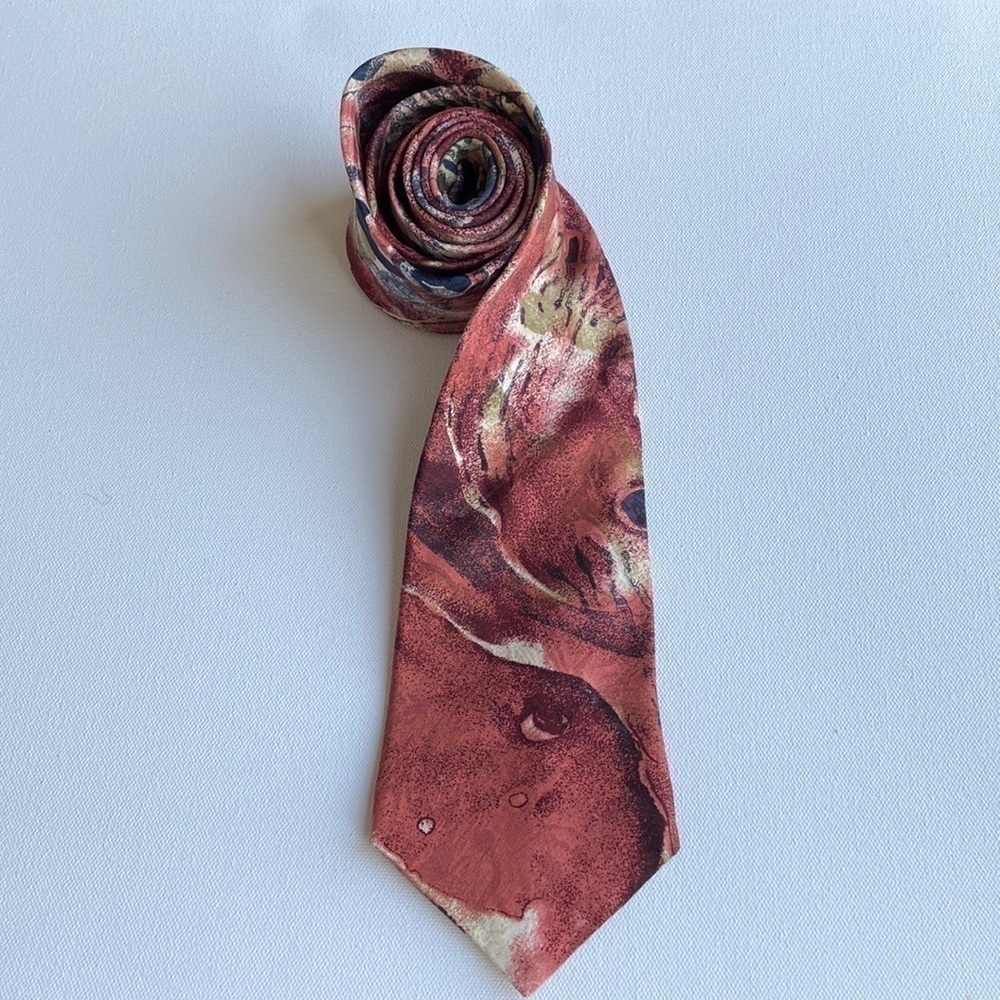 Steel Vintage 90s Silk Burgundy Rose Navy Tie